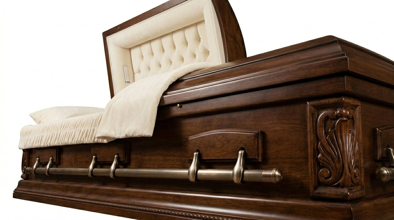 Cherry Cream Wood Casket