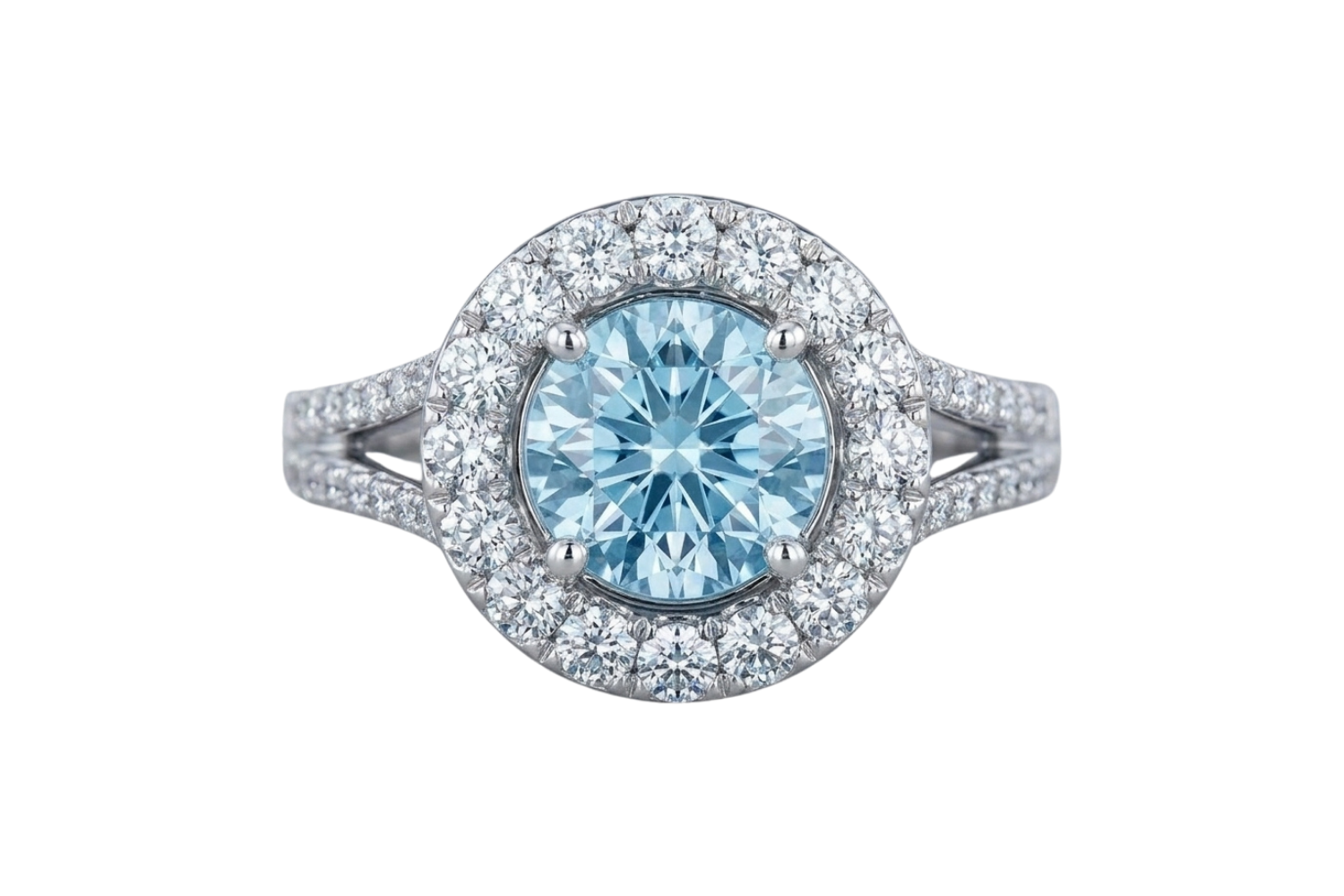 Diamonds Keepsake Ring - 18K White Gold - Aquamarine
