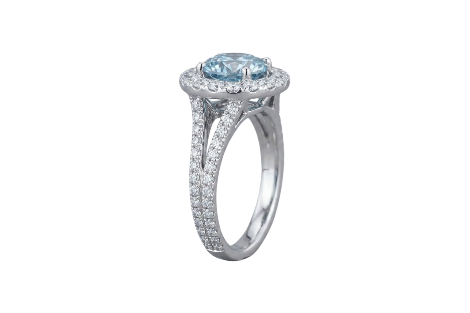 Diamonds Keepsake Ring - 18K White Gold - Aquamarine