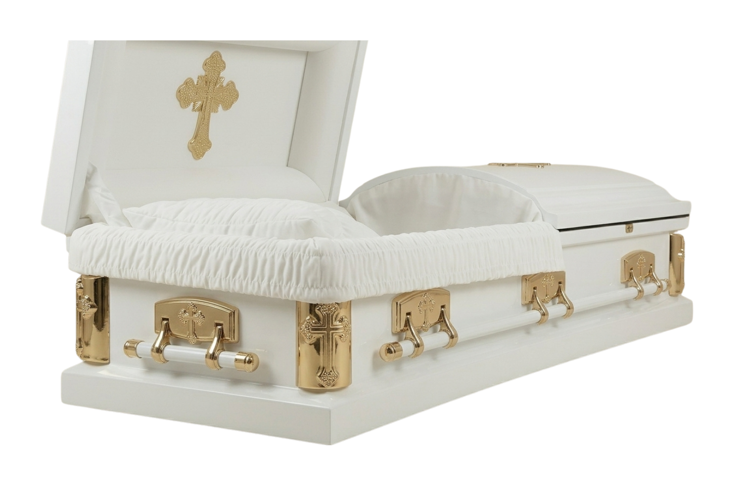 Gold & White Cross Casket