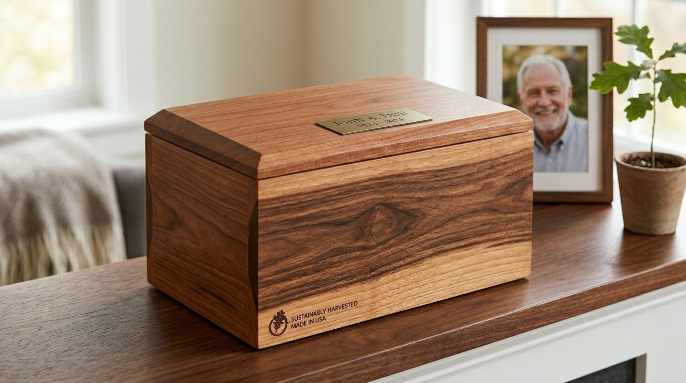 Large Hickory Wood Urn