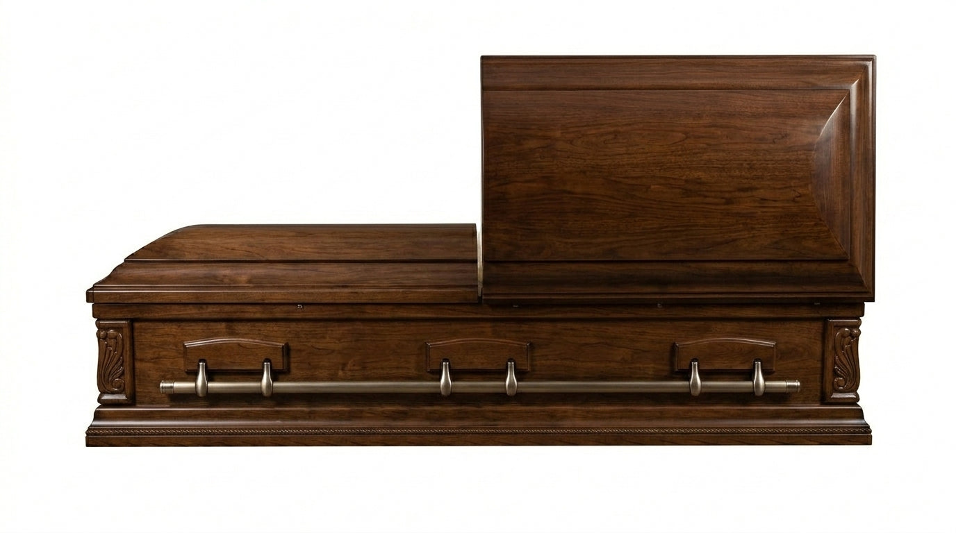 Cherry Cream Wood Casket