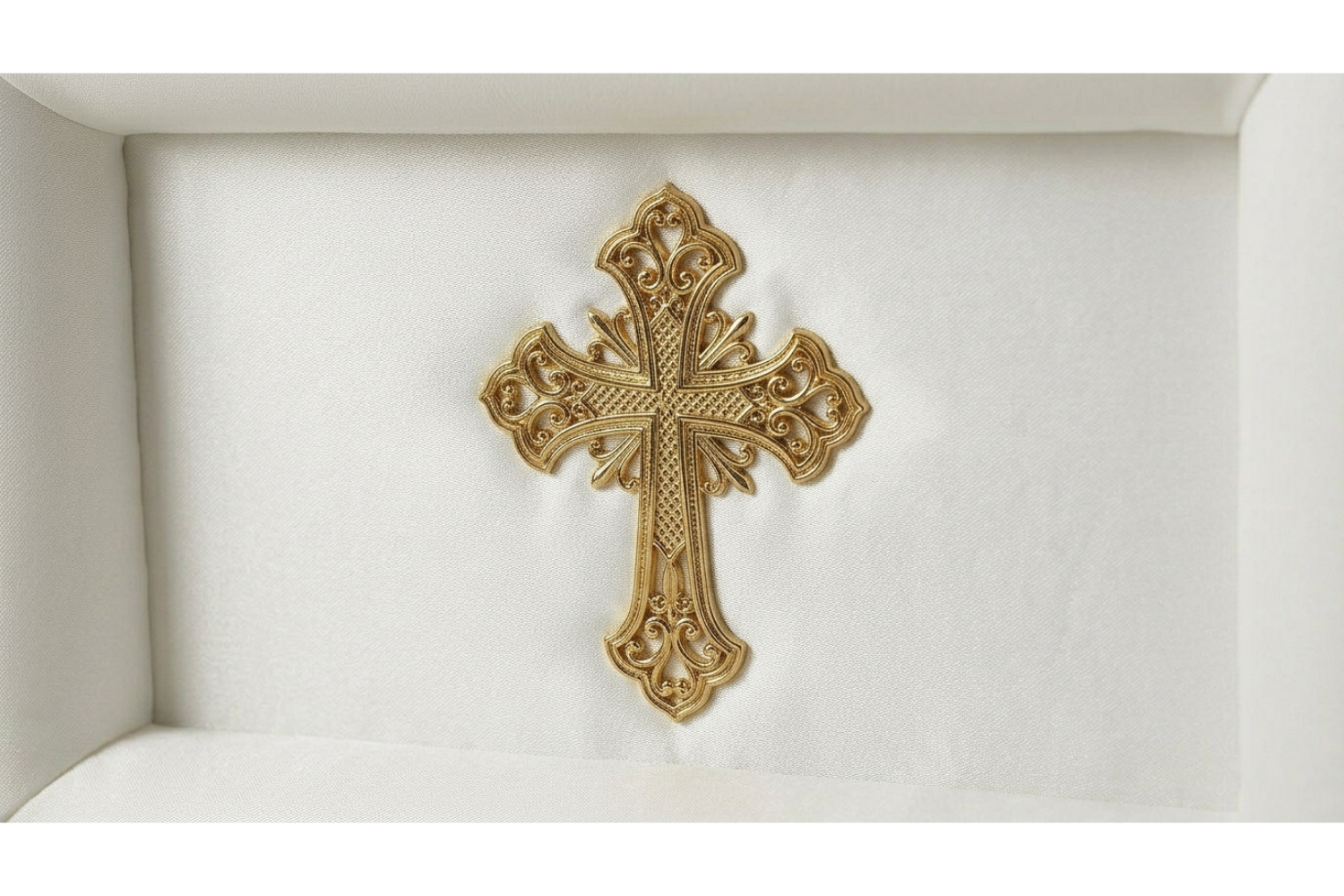 Gold & White Cross Casket