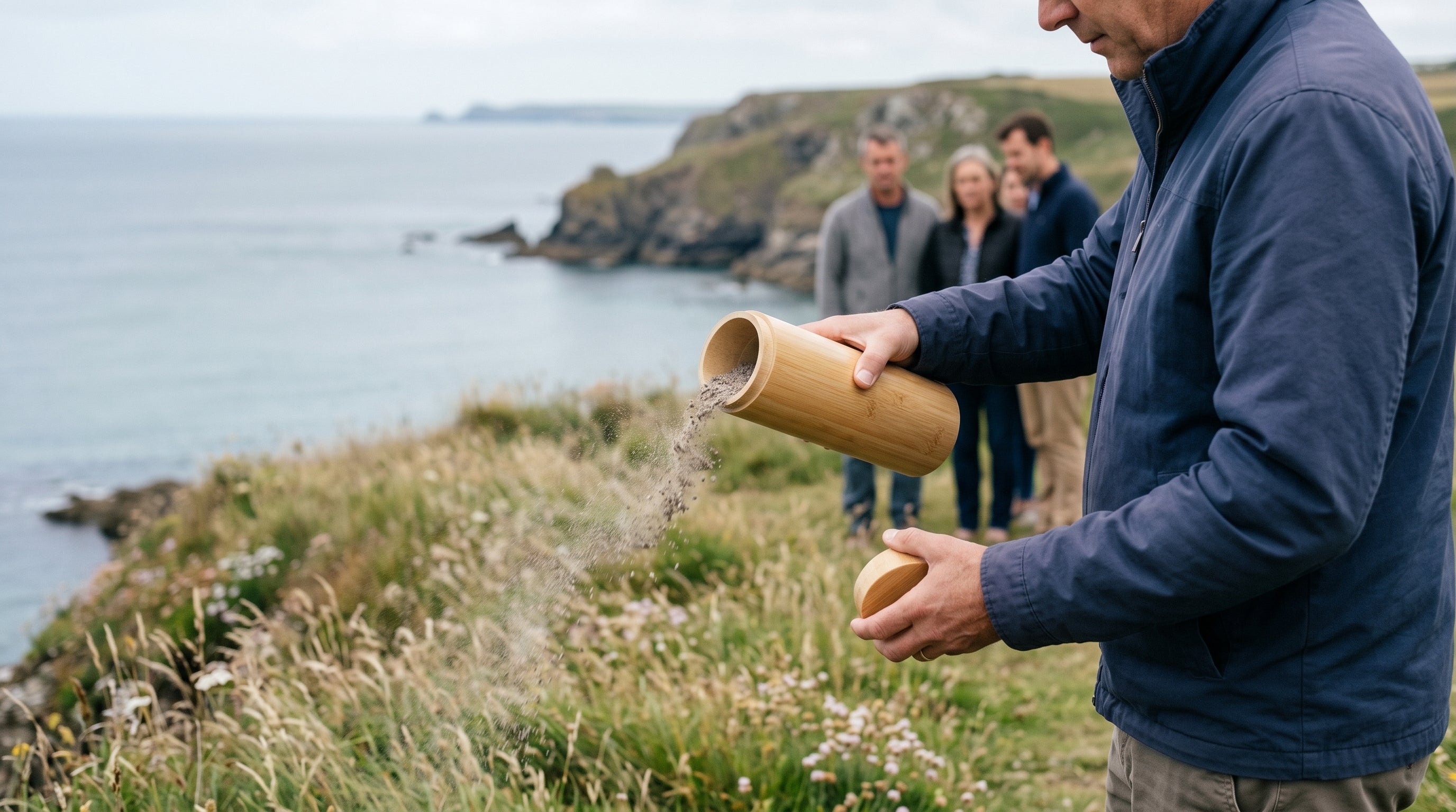 Bamboo scattering urn for ashes