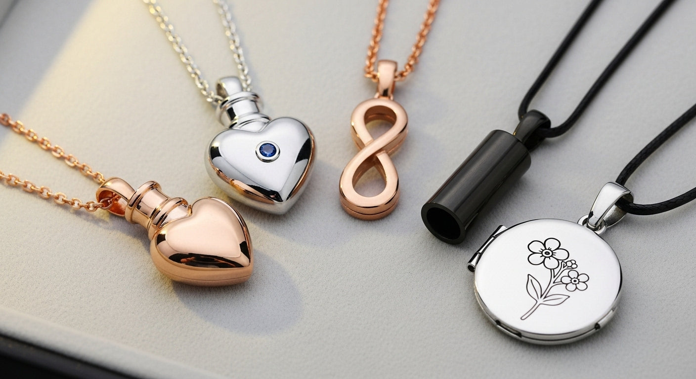 Assorted pendant keepsakes displayed together